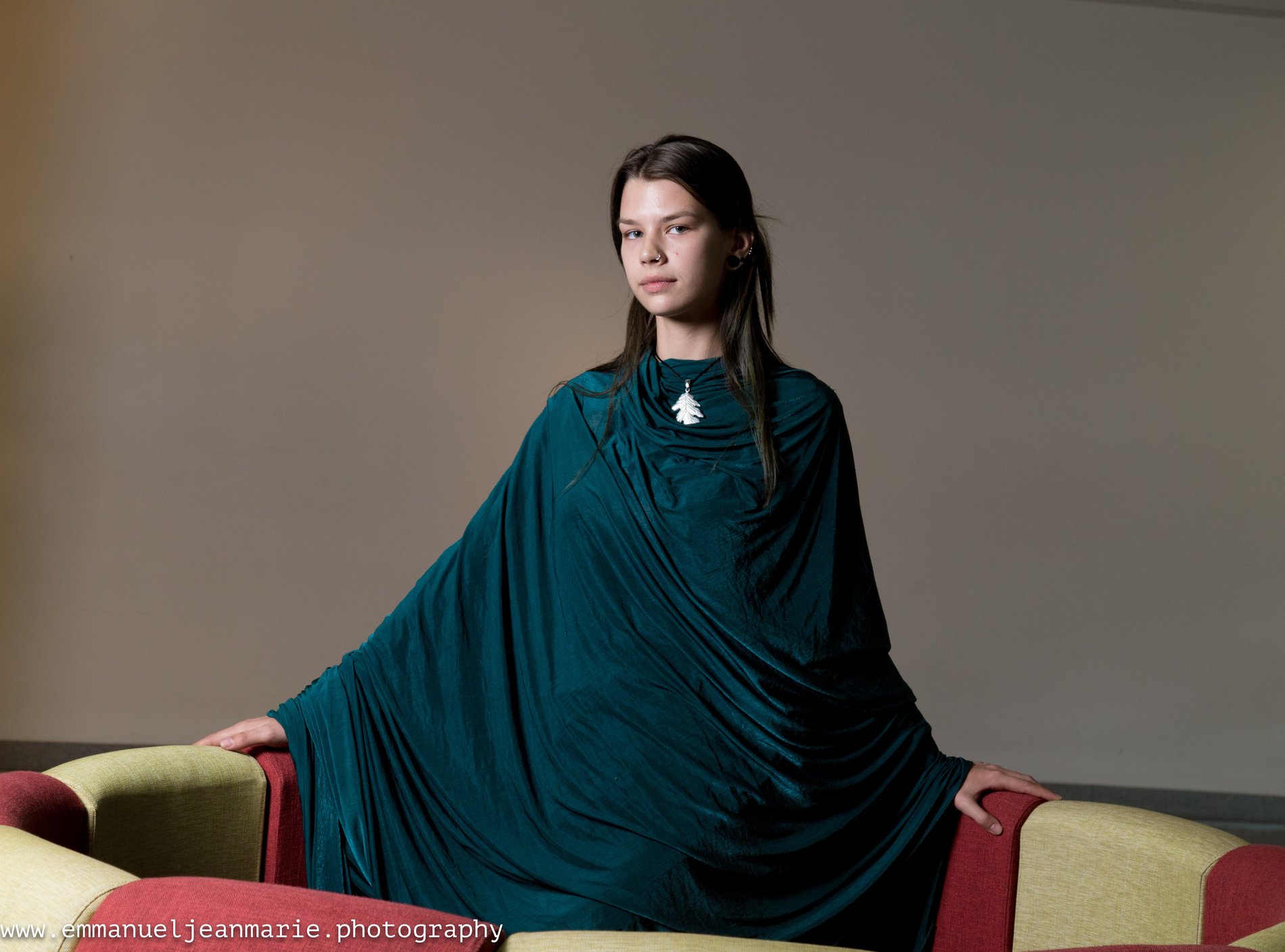 An editorial portrait in deep teal, Perfectionshoots Colorado portrait photography