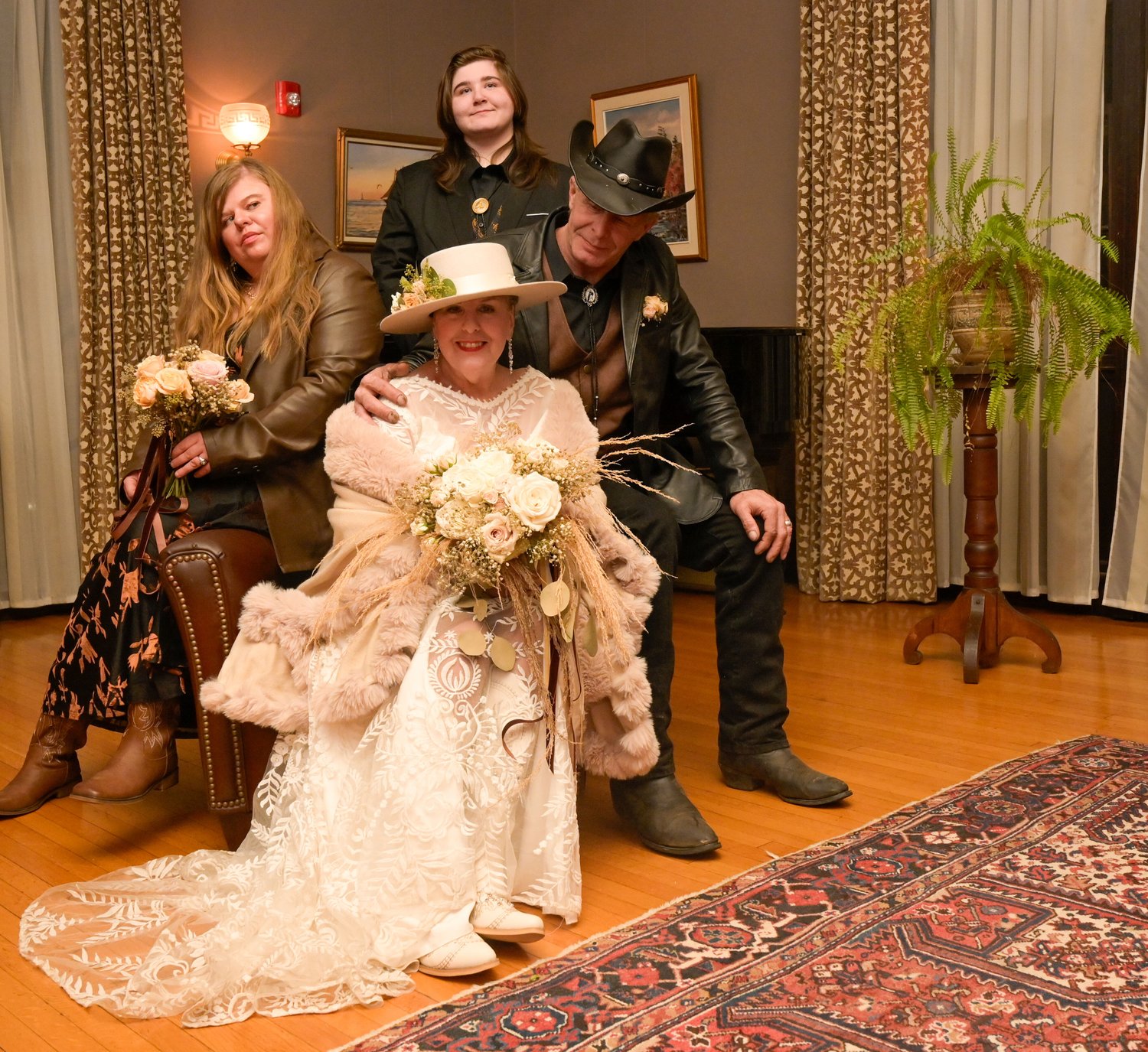 A bride in an heirloom gown on her wedding day
