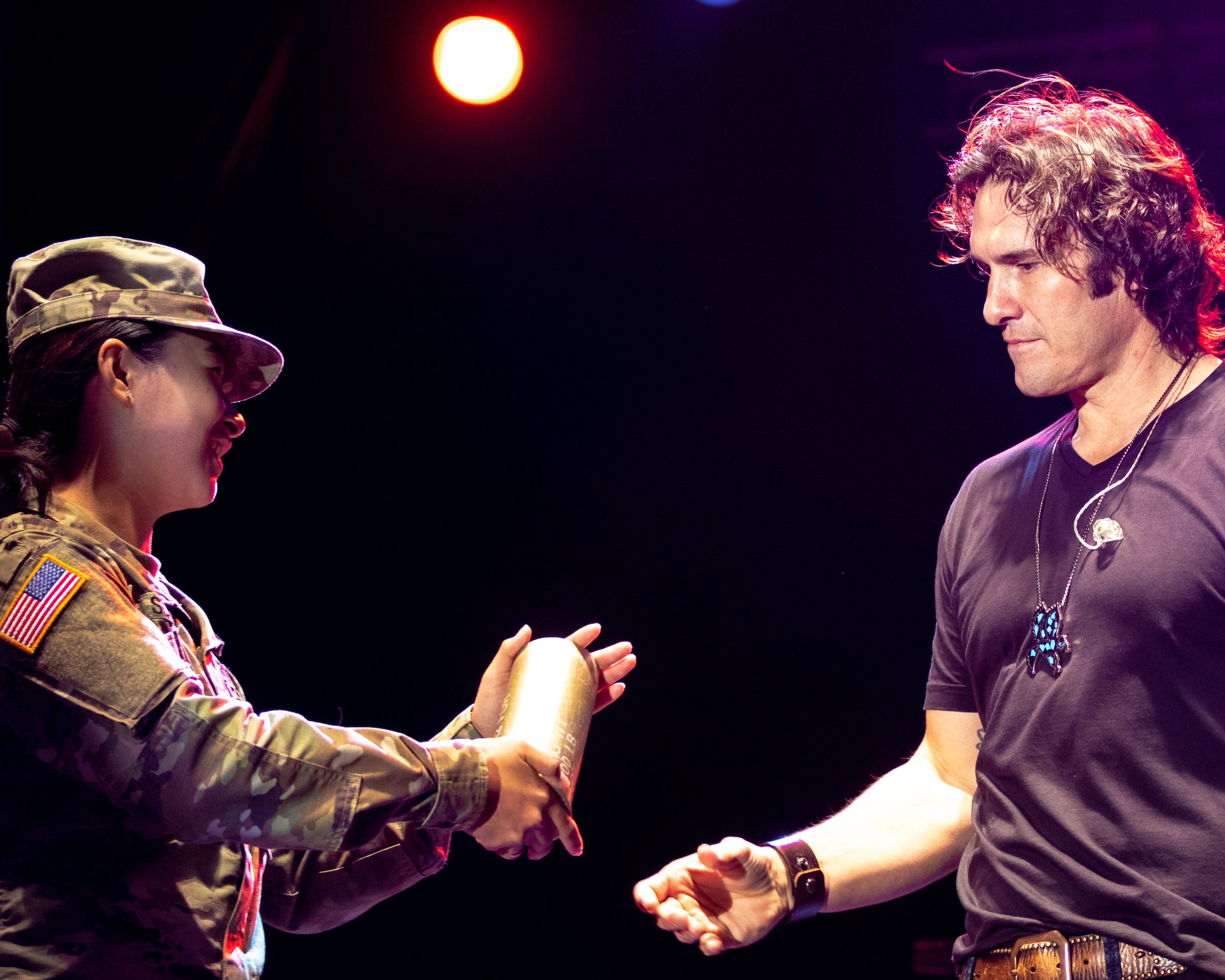A live magic performance with a military guest of honor