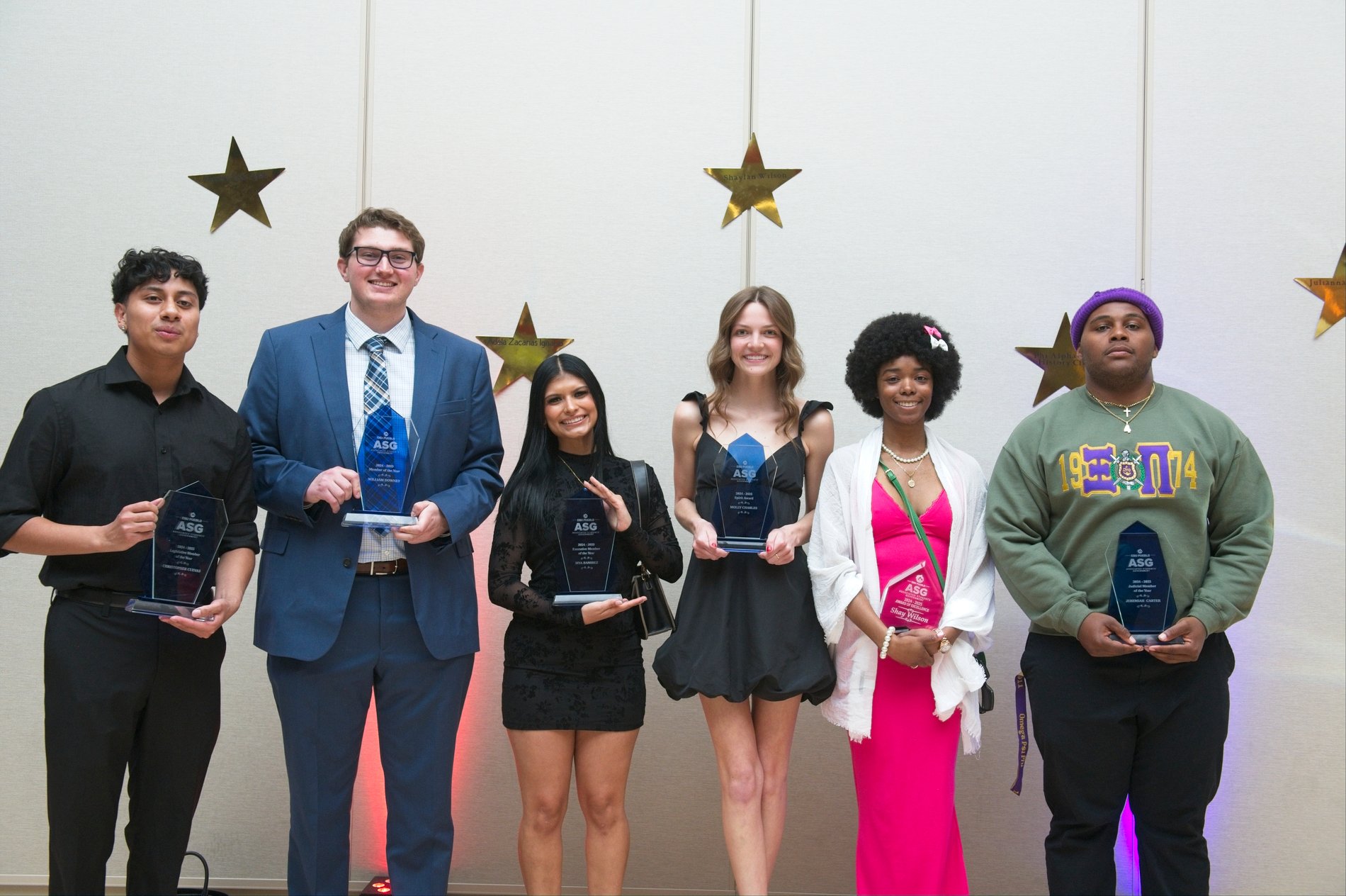 Student award honorees on stage, Perfectionshoots university event photography