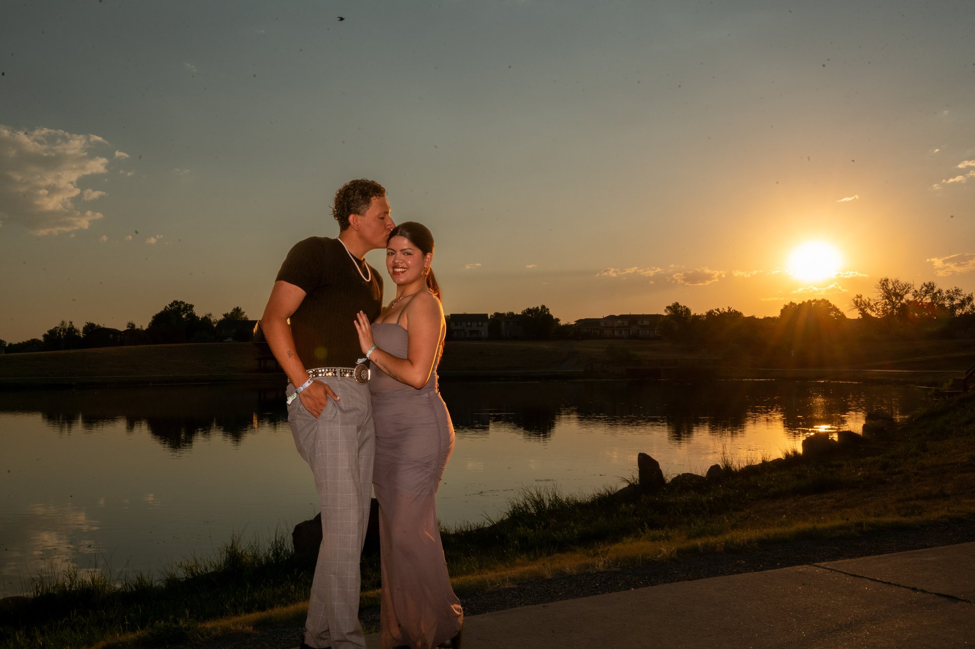 An engagement at sunset on the water, Perfectionshoots Colorado wedding photography