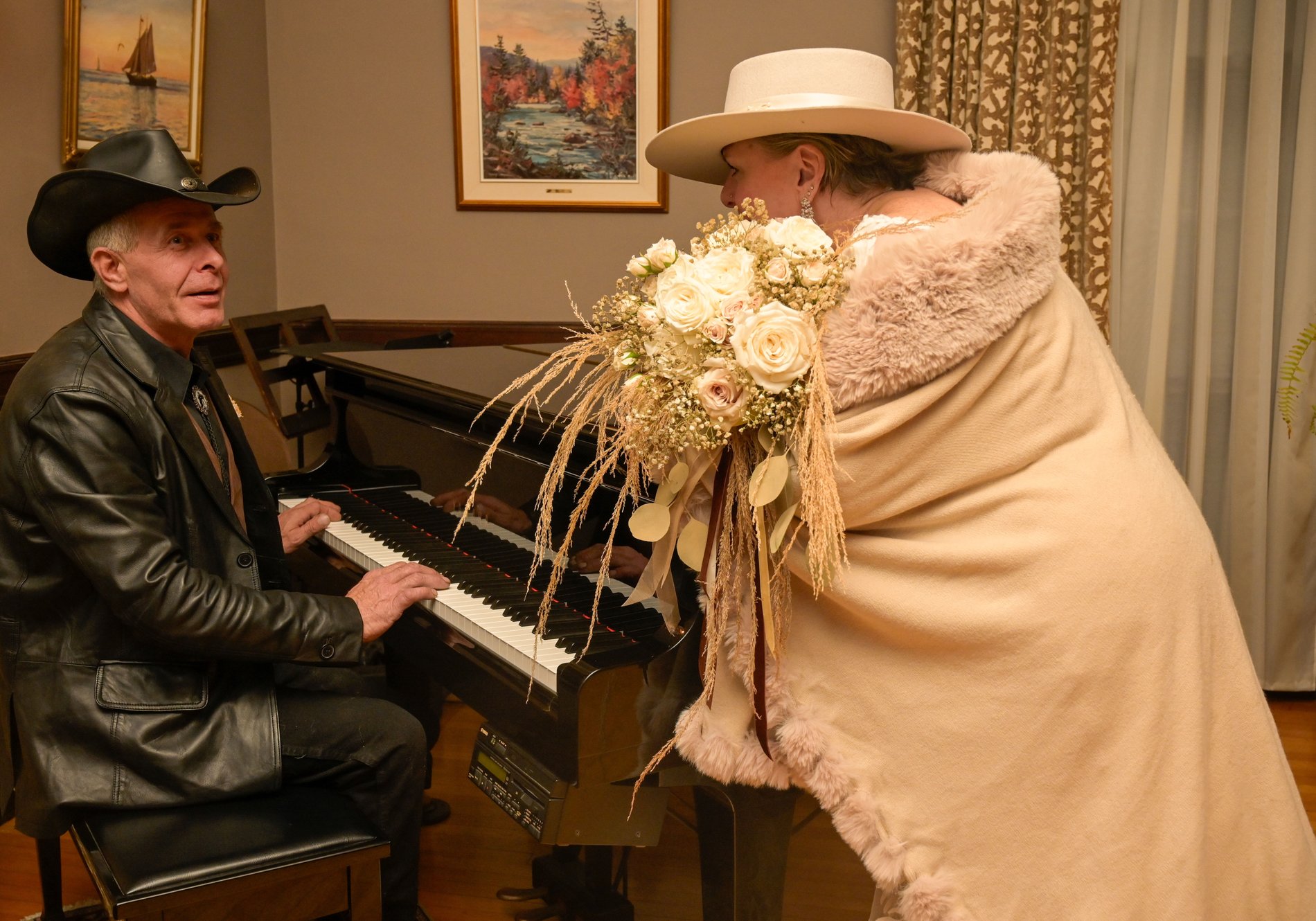 A serenade at the piano on their wedding day, Perfectionshoots Colorado wedding photography