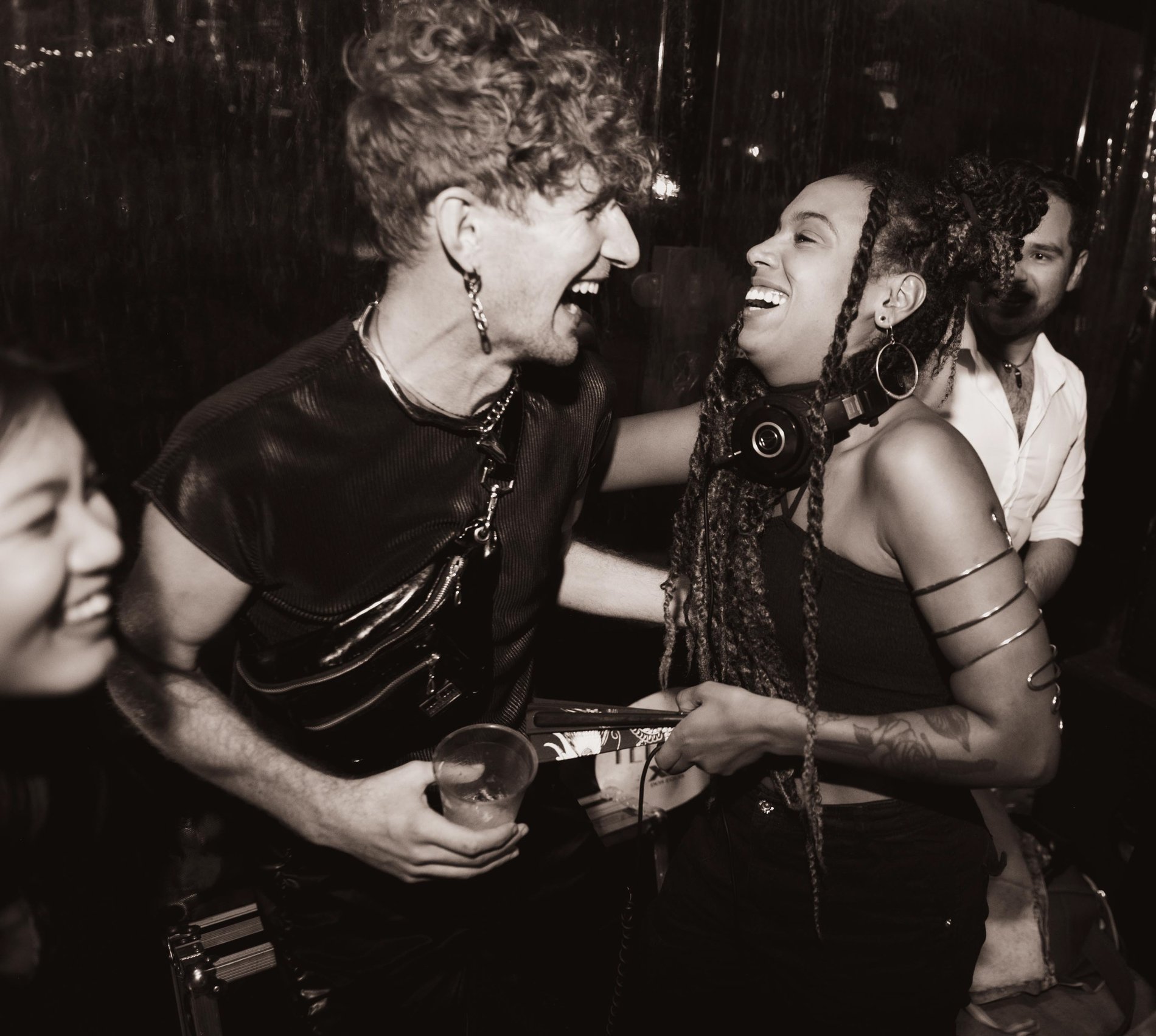Laughter at a night celebration, in black and white, Perfectionshoots Colorado event photography