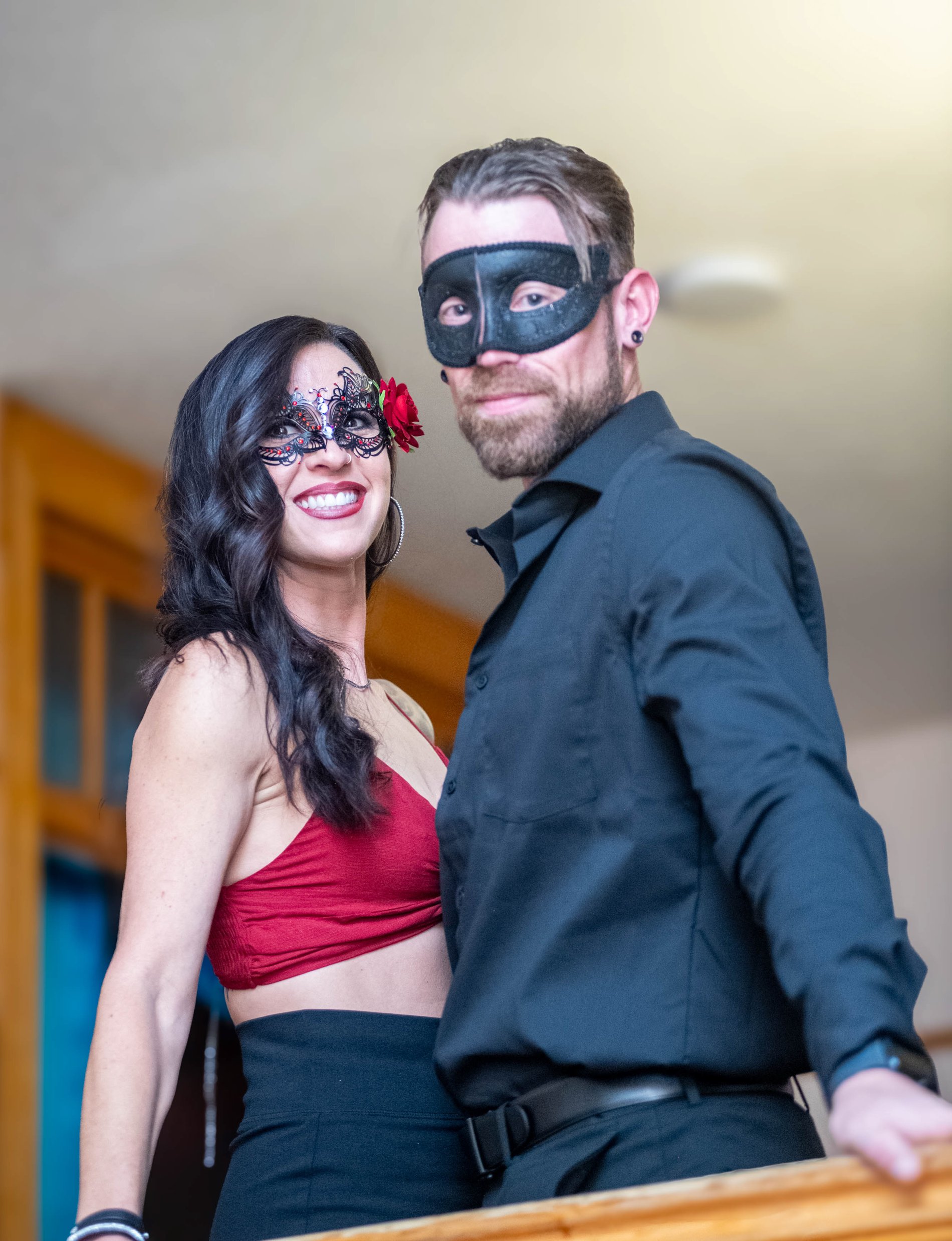 A masquerade couple at an evening celebration, Perfectionshoots Colorado event photography
