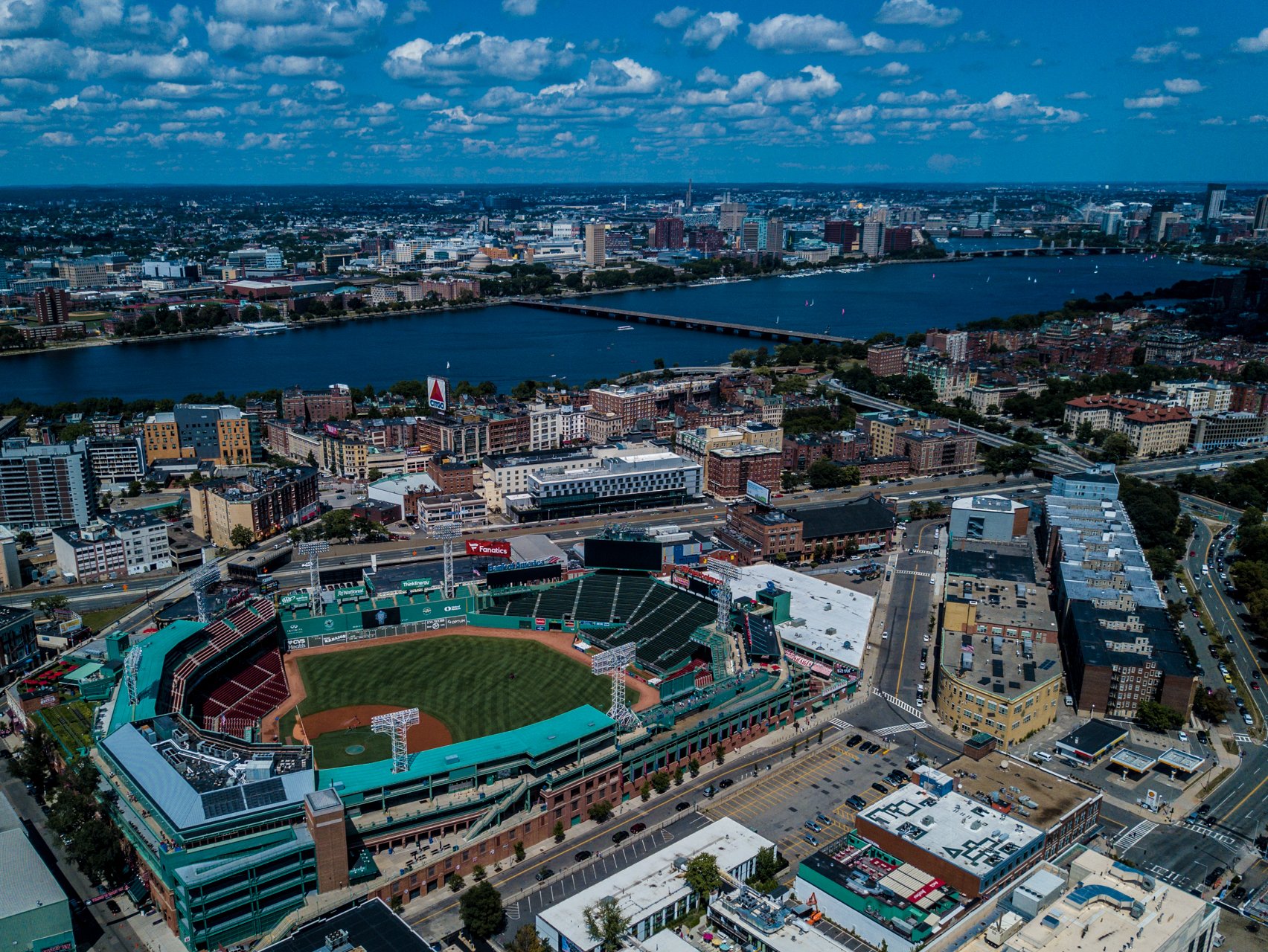 Boston and Fenway Park from above