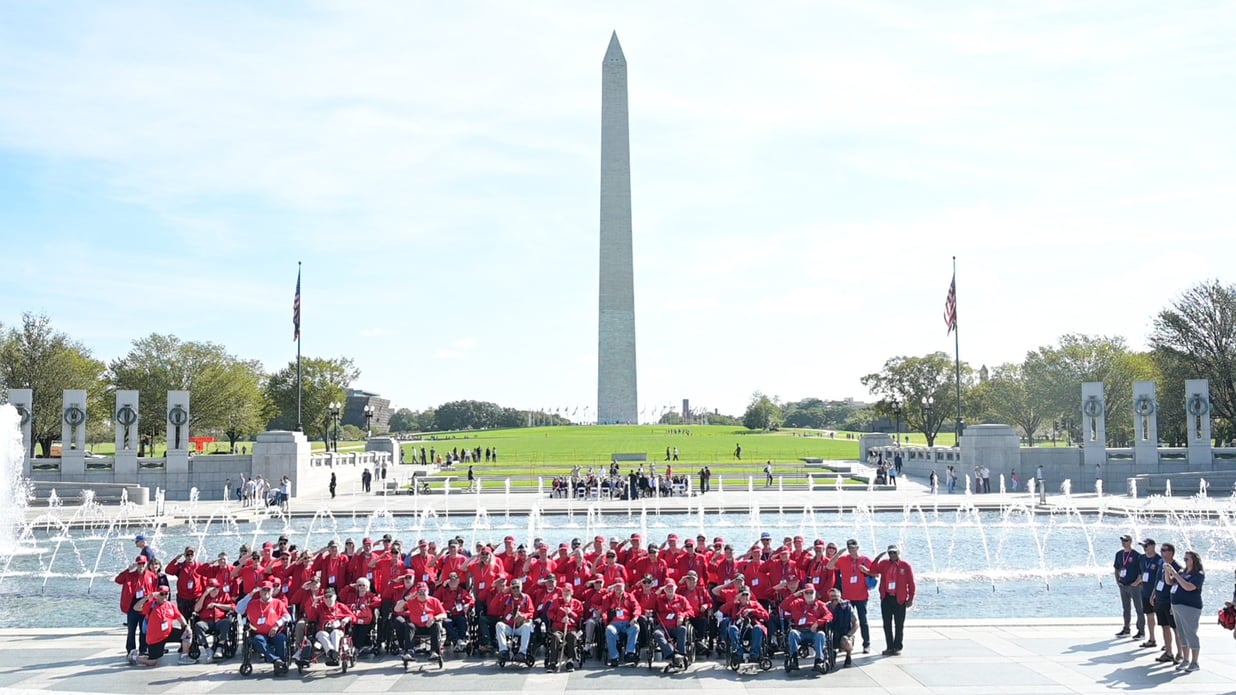 Honor Flight veterans at the National WWII Memorial, Perfectionshoots military and veteran event photography