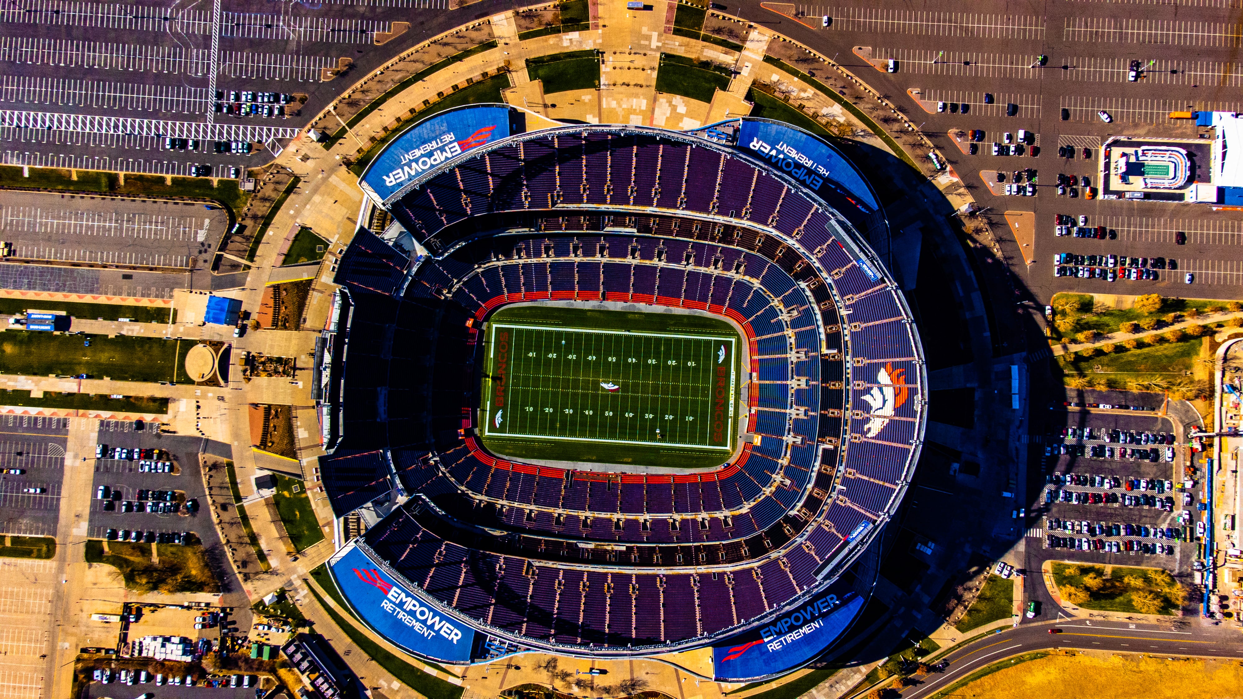 Empower Field at Mile High from above, Perfectionshoots Colorado photography and cinematic film