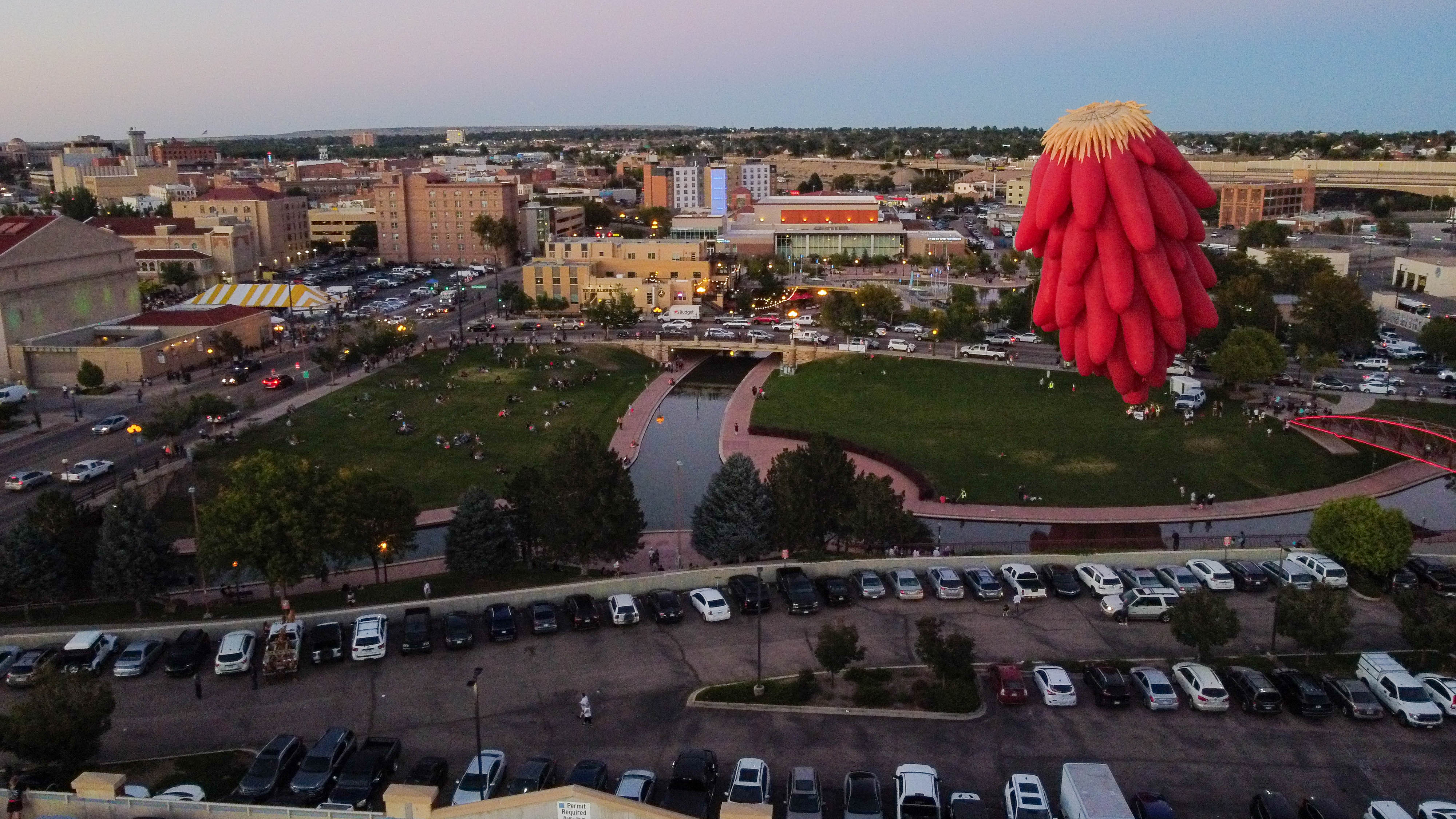 A hot air balloon over Pueblo